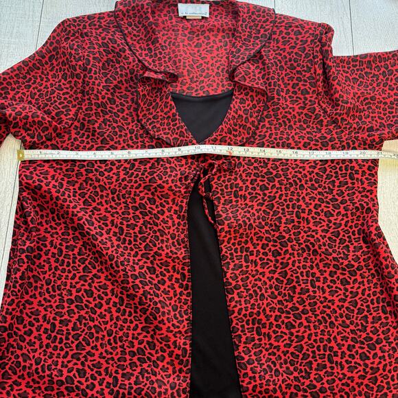C.B. Collections Red and Black Leopard Print Faux Tank Blouse - Picture 6 of 10